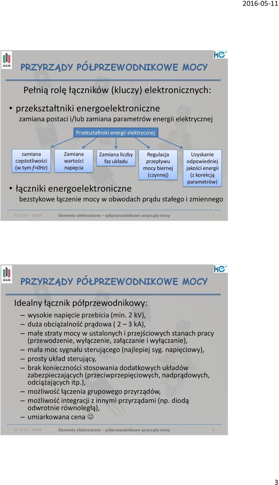 energoelektroniczne bezstykowe łączenie mocy w obwodach prądu stałego i zmiennego EiT 2016 r.