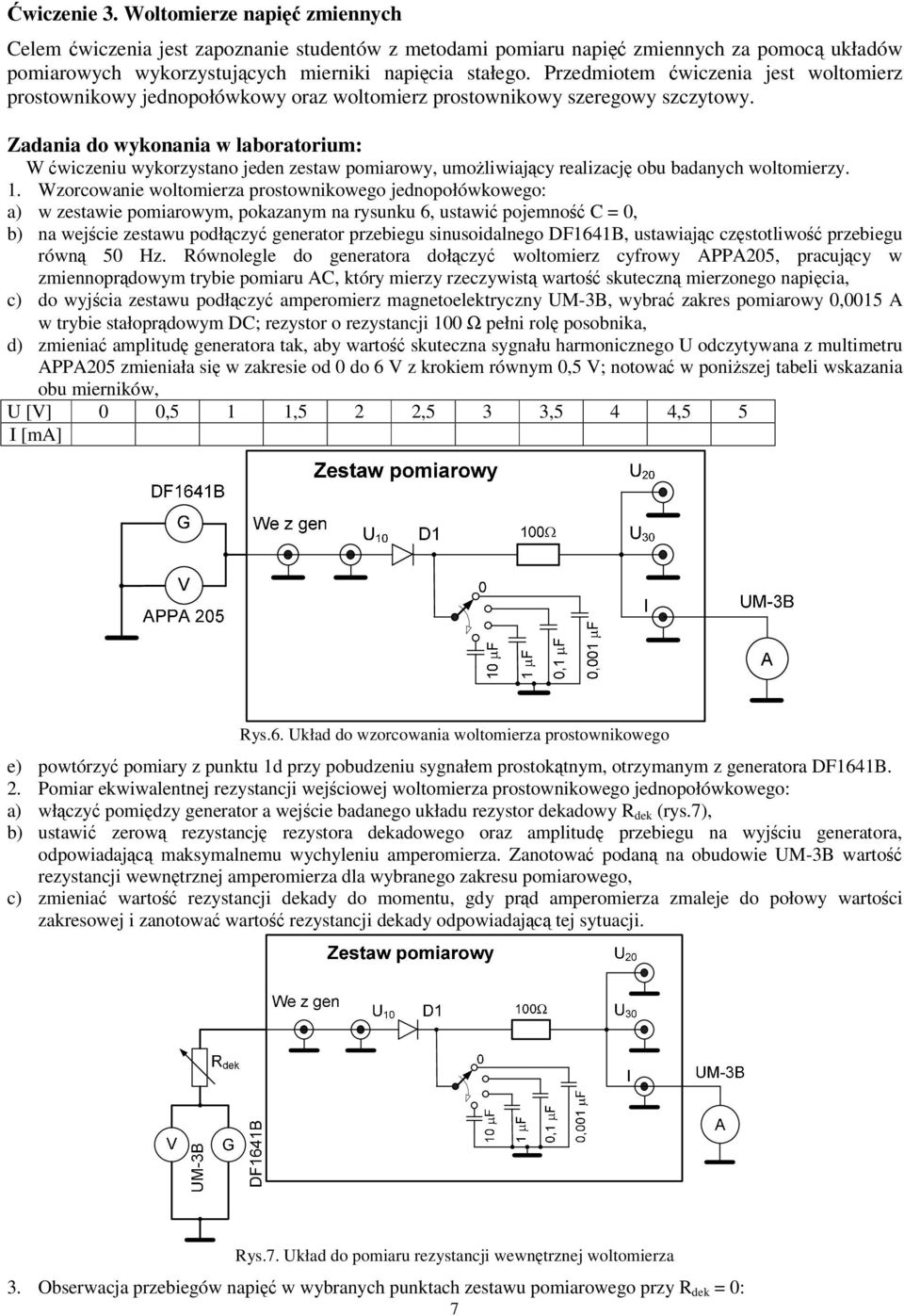 Zadania do wykonania w laboratorium: W wiczeniu wykorzystano jeden zestaw pomiarowy, umoliwiajcy realizacj obu badanych woltomierzy.