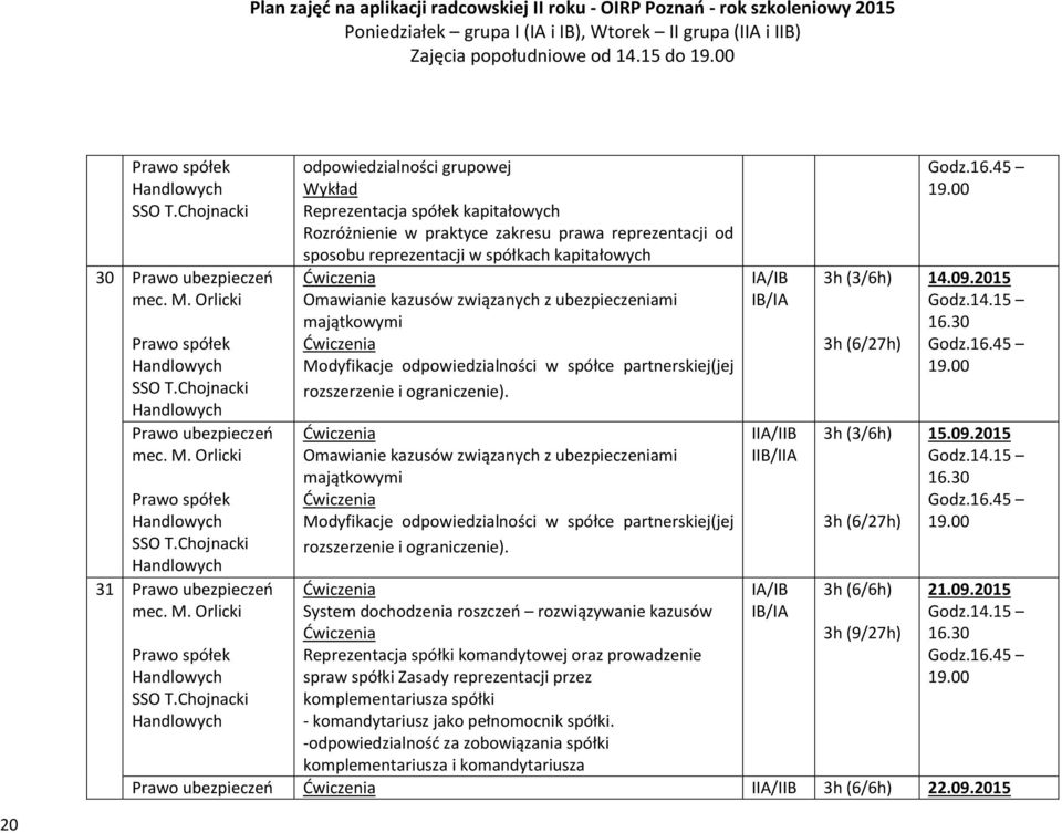 Orlicki 31 Prawo ubezpieczeń mec. M.