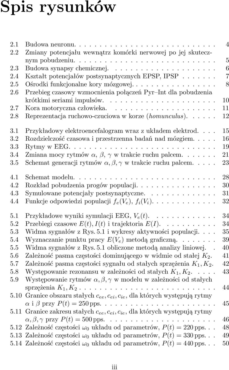 6 Przebieg czasowy wzmocnienia połączeń Pyr Int dla pobudzenia krótkimi seriami impulsów...................... 1 2.7 Kora motoryczna człowieka..................... 11 2.