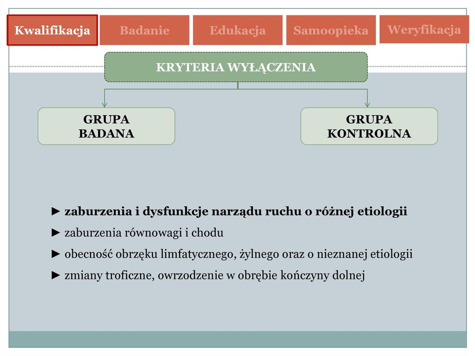 etiologii zaburzenia równowagi i chodu obecność obrzęku limfatycznego,