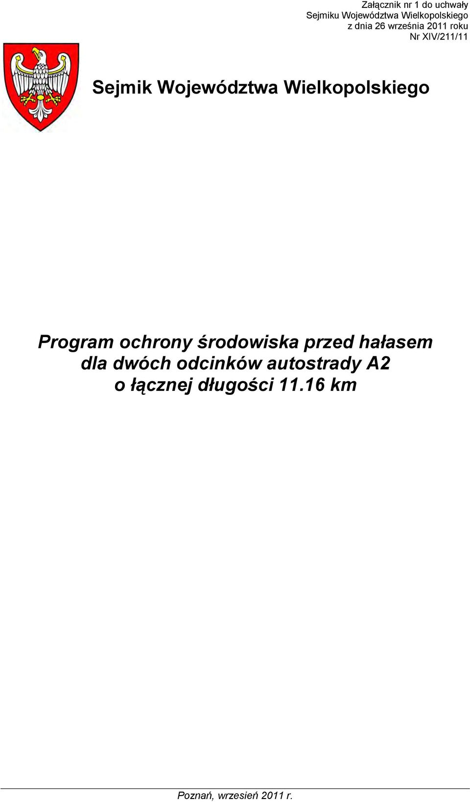 Sejmik Województwa Wielkopolskiego Program ochrony