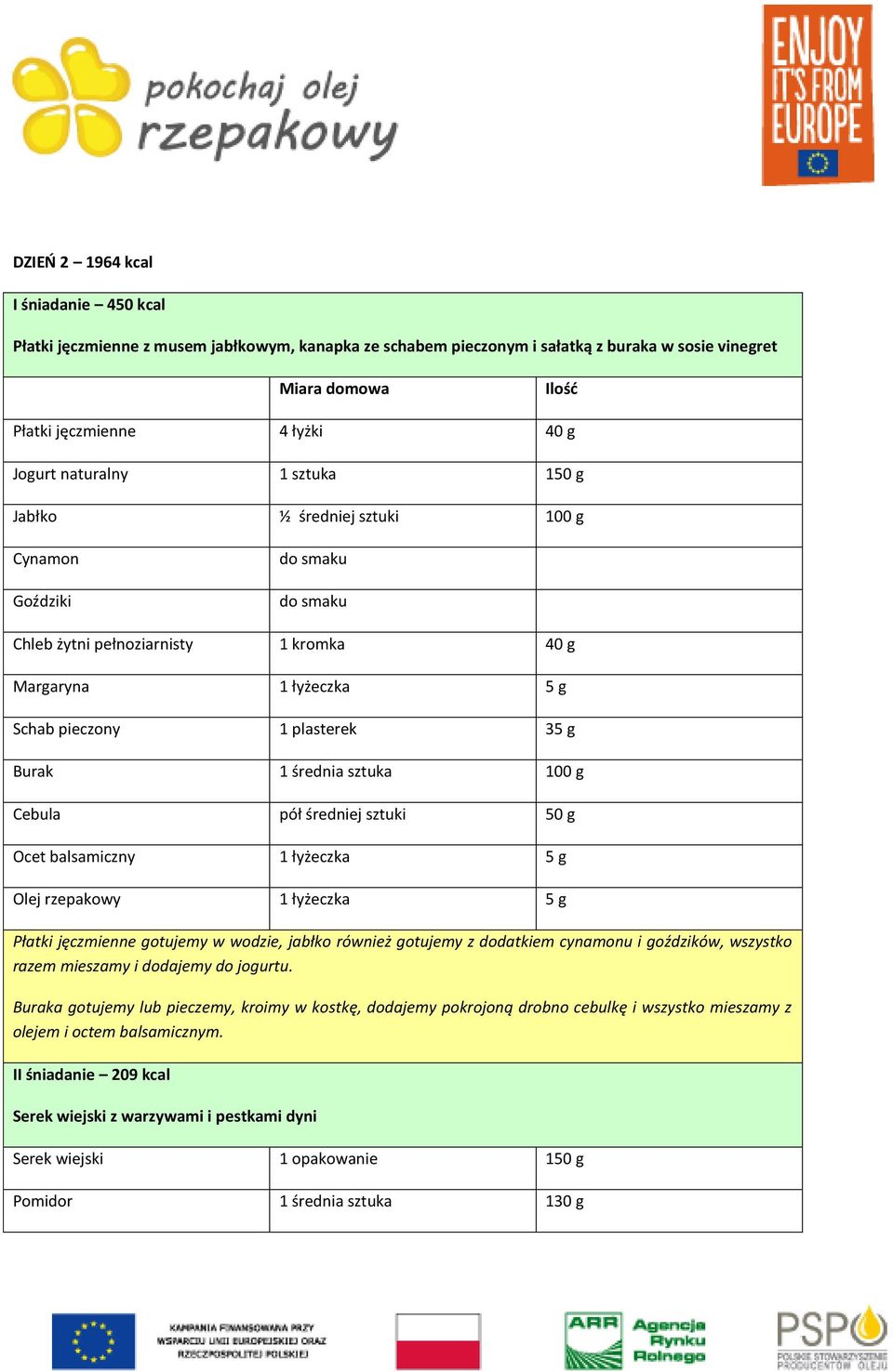 Cebula pół średniej sztuki 50 g Ocet balsamiczny 1 łyżeczka 5 g Płatki jęczmienne gotujemy w wodzie, jabłko również gotujemy z dodatkiem cynamonu i goździków, wszystko razem mieszamy i dodajemy do