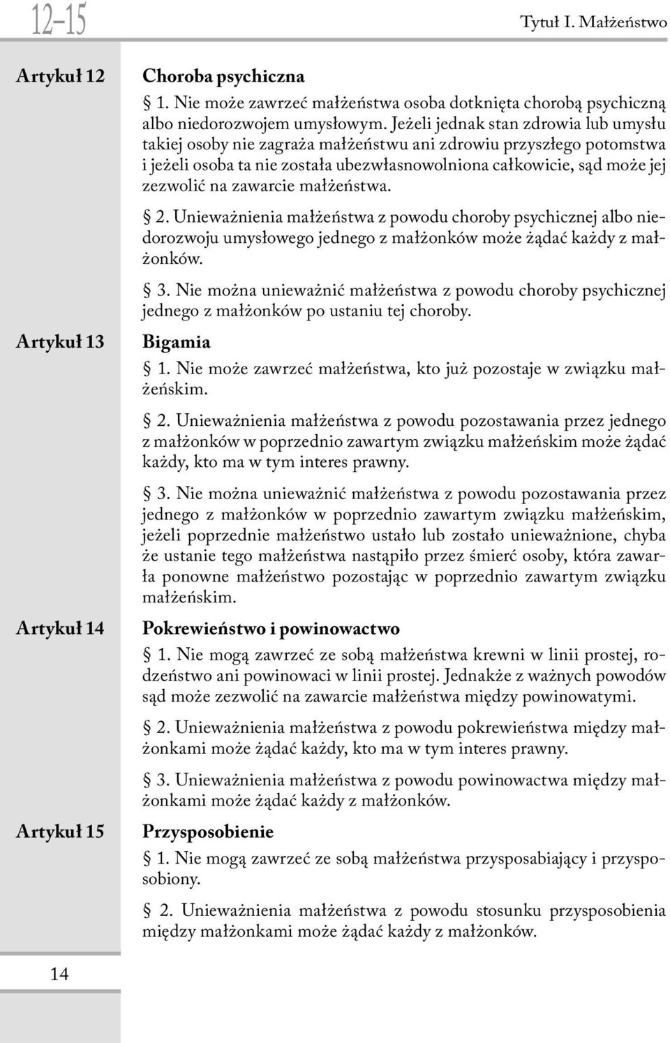 zawarcie małżeństwa. 2. Unieważnienia małżeństwa z powodu choroby psychicznej albo niedorozwoju umysłowego jednego z małżonków może żądać każdy z małżonków. 3.