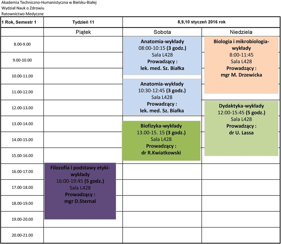 Sternal Biofizyka-wykłady 13.00-15. 15 (3 godz.