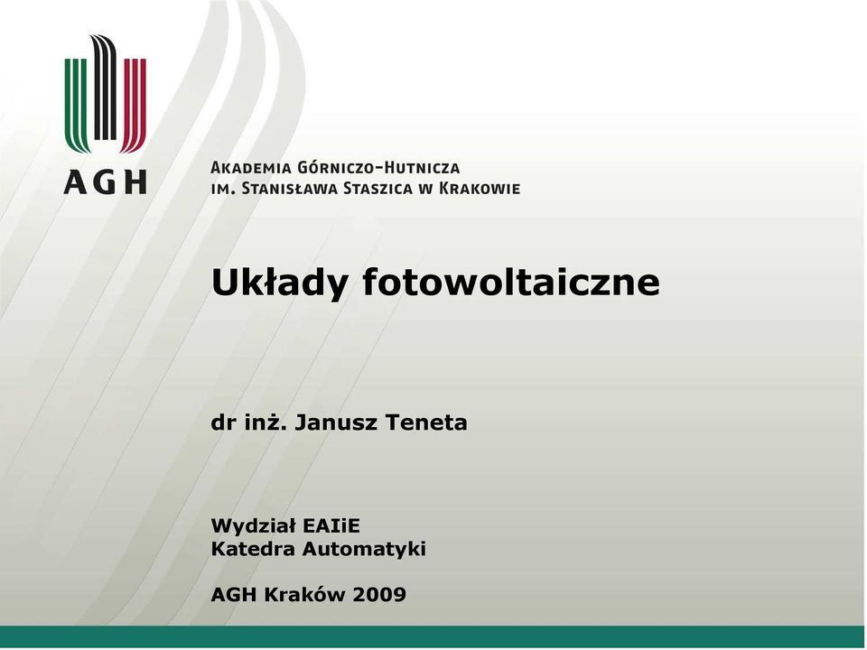 Janusz Teneta Wydział