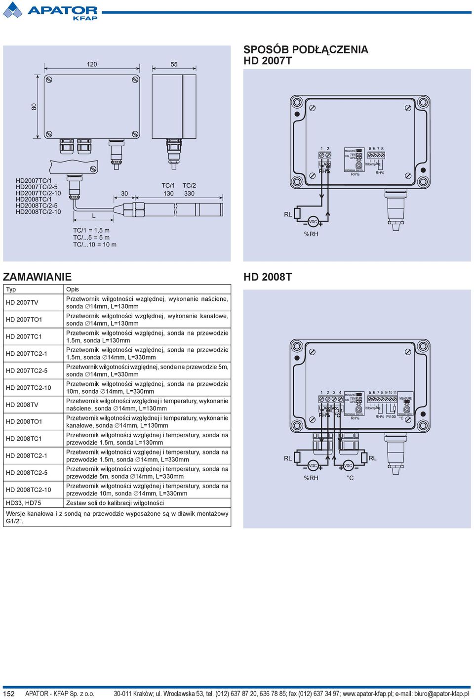 5m, sonda 14mm, L=330mm 5m, sonda 14mm, L=330mm 10m, sonda 14mm, L=330mm Przetwornik wilgotności względnej i temperatury, wykonanie naściene, sonda 14mm, L=130mm Przetwornik wilgotności względnej i