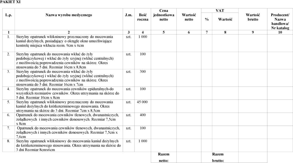 Sterylny opatrunek do mocowania wkłuć do żyły podobojczykowej i wkłuć do żyły szyjnej (wkłuć centralnych) z możliwością poprowadzenia cewników na skórze. Okres stosowania do 5 dni.