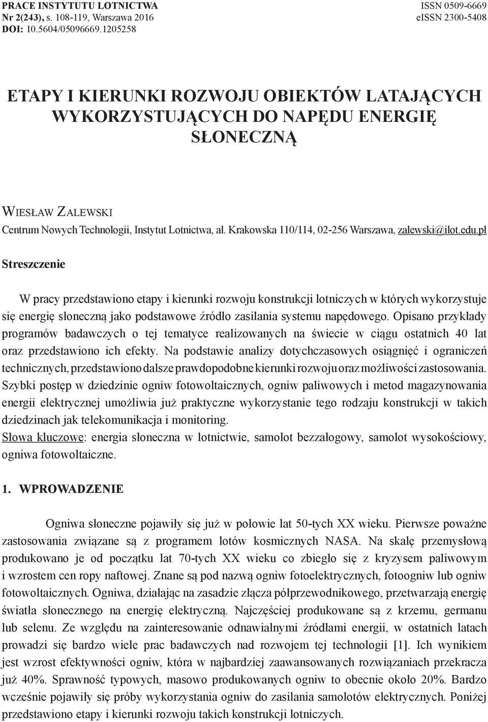 Krakowska 110/114, 02-256 Warszawa, zalewski@ilot.edu.