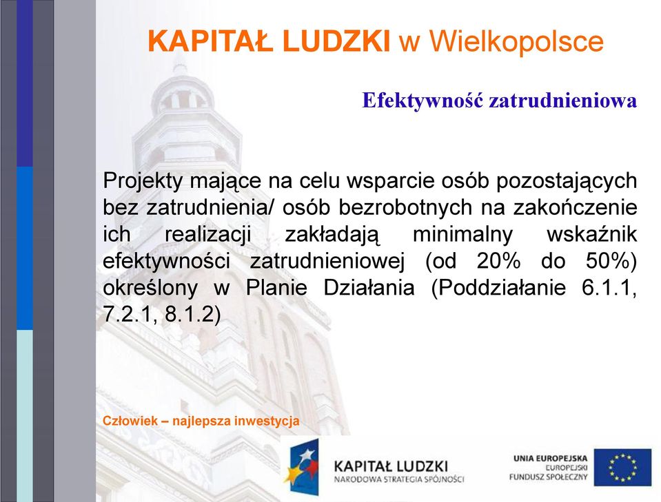 realizacji zakładają minimalny wskaźnik efektywności zatrudnieniowej