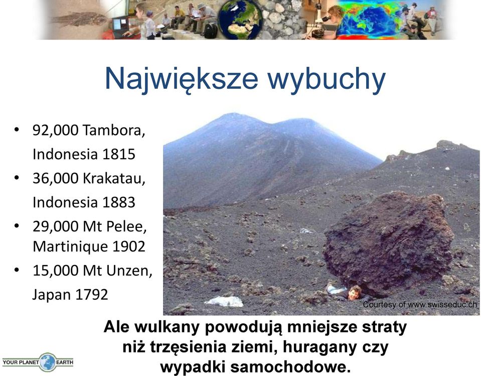 Największe wybuchy 92,000 Tambora, Indonesia 1815 36,000