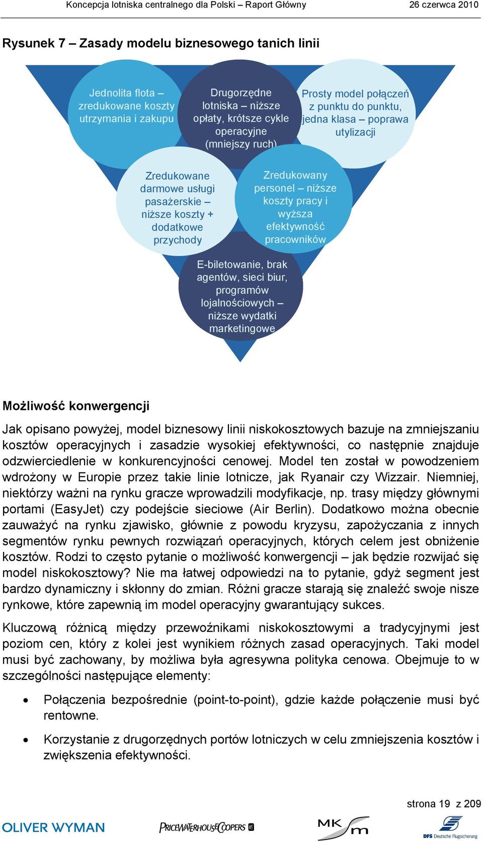 pracowników E-biletowanie, brak agentów, sieci biur, programów lojalnościowych niższe wydatki marketingowe Możliwość konwergencji Jak opisano powyżej, model biznesowy linii niskokosztowych bazuje na