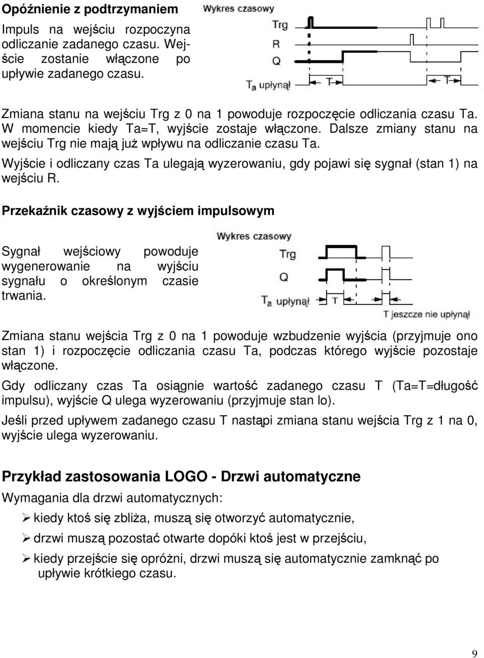 Wyjcie i odliczany czas Ta ulegaj wyzerowaniu, gdy pojawi si sygnał (stan 1) na wejciu R.