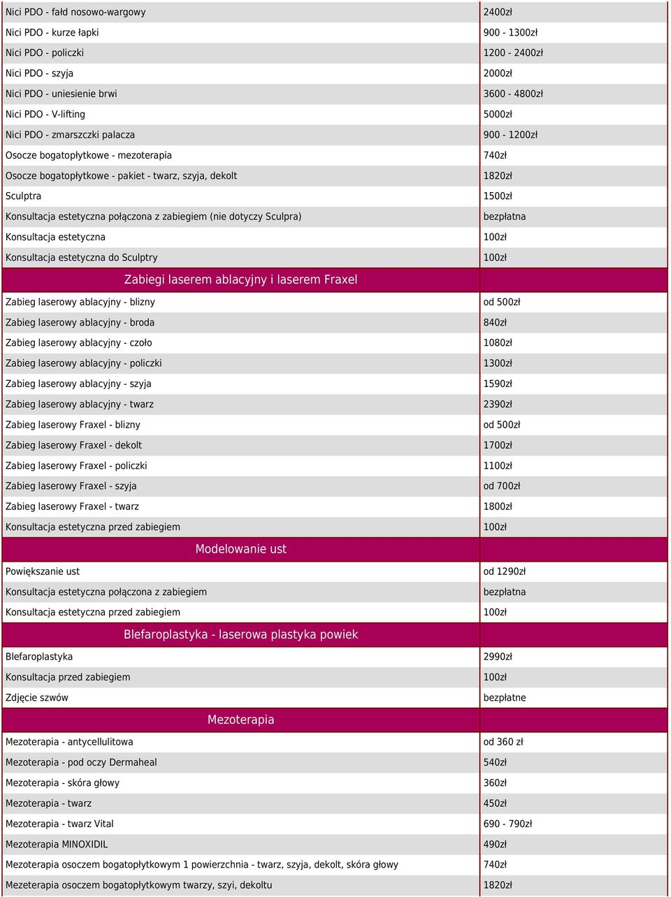 240 900-130 1200-240 200 3600-480 500 900-120 74 182 150 Zabiegi laserem ablacyjny i laserem Fraxel Zabieg laserowy ablacyjny - blizny Zabieg laserowy ablacyjny - broda Zabieg laserowy ablacyjny -