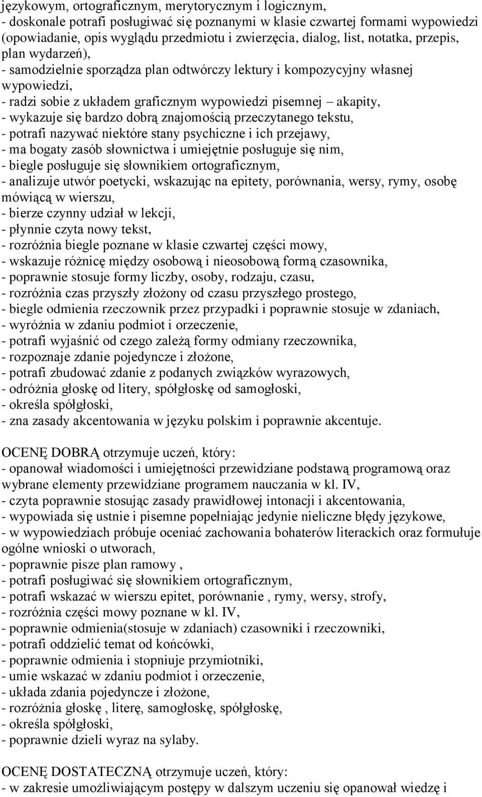 się bardzo dobrą znajomością przeczytanego tekstu, - potrafi nazywać niektóre stany psychiczne i ich przejawy, - ma bogaty zasób słownictwa i umiejętnie posługuje się nim, - biegle posługuje się