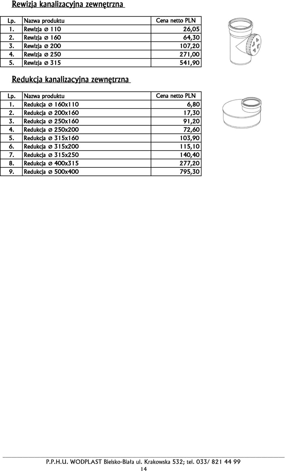 Redukcja Ø 200x160 17,30 3. Redukcja Ø 250x160 91,20 4. Redukcja Ø 250x200 72,60 5.