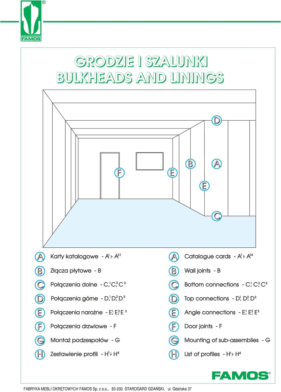 Top connections - D, D, D 1 2 E Po³¹czenia naro ne - E, E, E 1 2 E Angle connections - E, E, E 1 2 F Po³¹czenia drzwiowe - F F Door