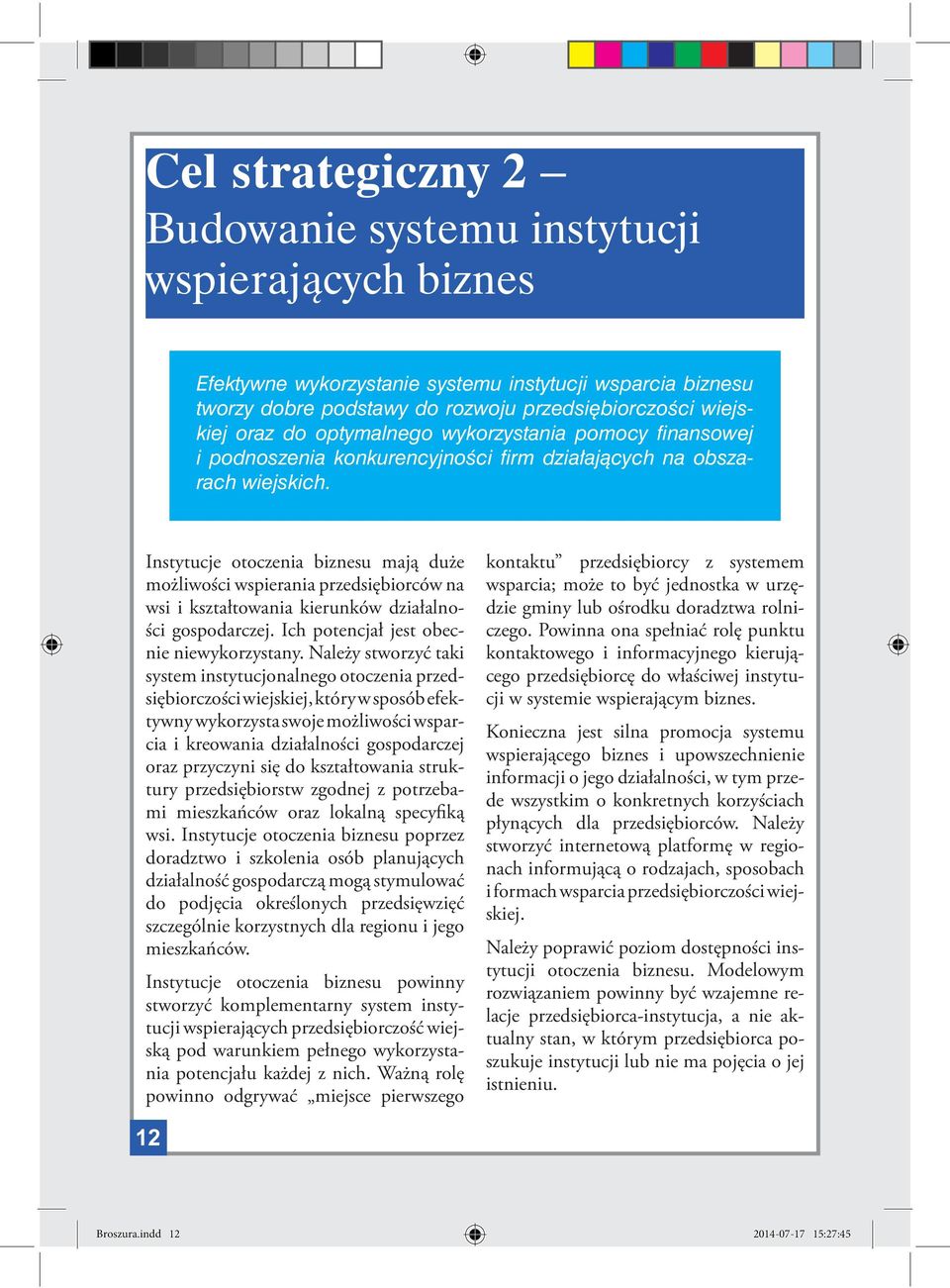 Instytucje otoczenia biznesu mają duże możliwości wspierania przedsiębiorców na wsi i kształtowania kierunków działalności gospodarczej. Ich potencjał jest obecnie niewykorzystany.