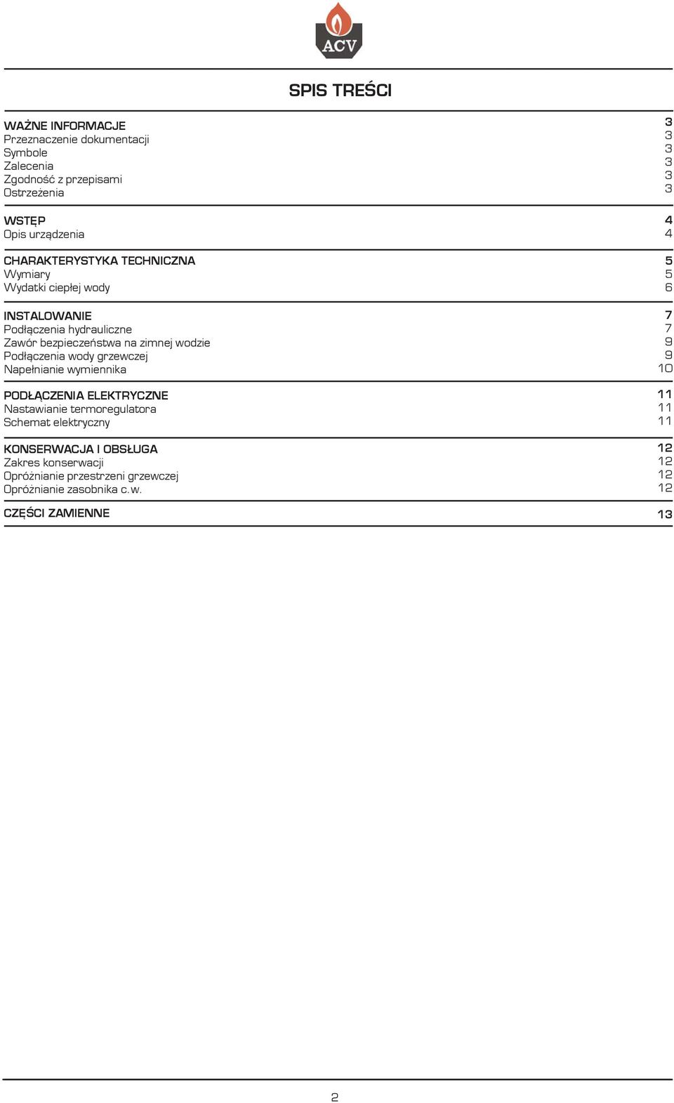 Pod³¹czenia wody grzewczej Nape³nianie wymiennika POD CZENIA ELEKTRYCZNE Nastawianie termoregulatora Schemat elektryczny KONSERWACJA I