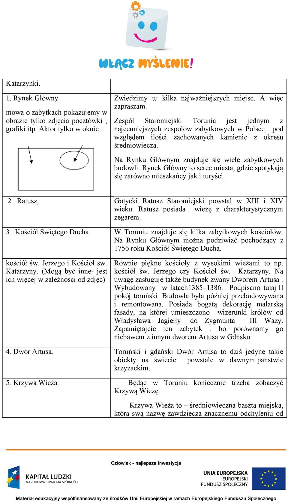 Na Rynku Głównym znajduje się wiele zabytkowych budowli. Rynek Główny to serce miasta, gdzie spotykają się zarówno mieszkańcy jak i turyści. 2.