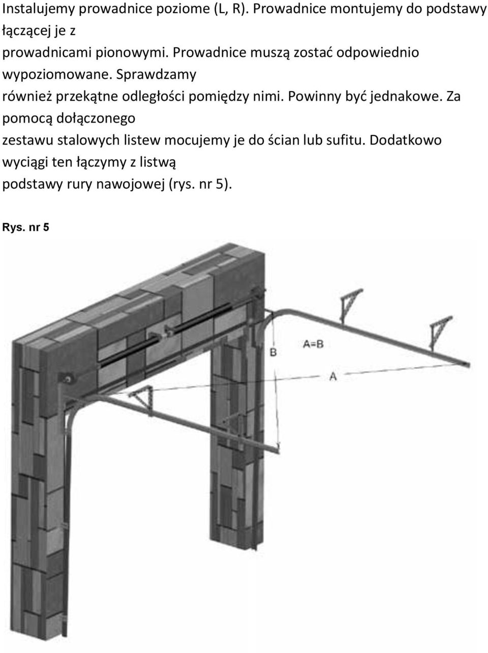 Prowadnice muszą zostać odpowiednio wypoziomowane.