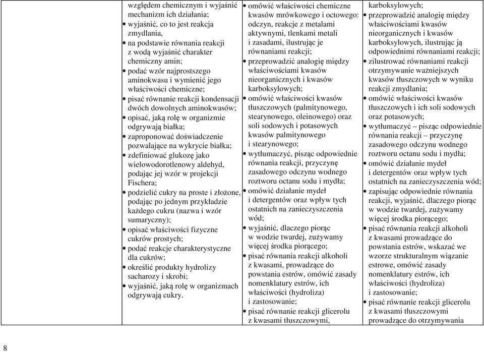 pozwalające na wykrycie białka; zdefiniować glukozę jako wielowodorotlenowy aldehyd, podając jej wzór w projekcji Fischera; podzielić cukry na proste i złożone, podając po jednym przykładzie każdego