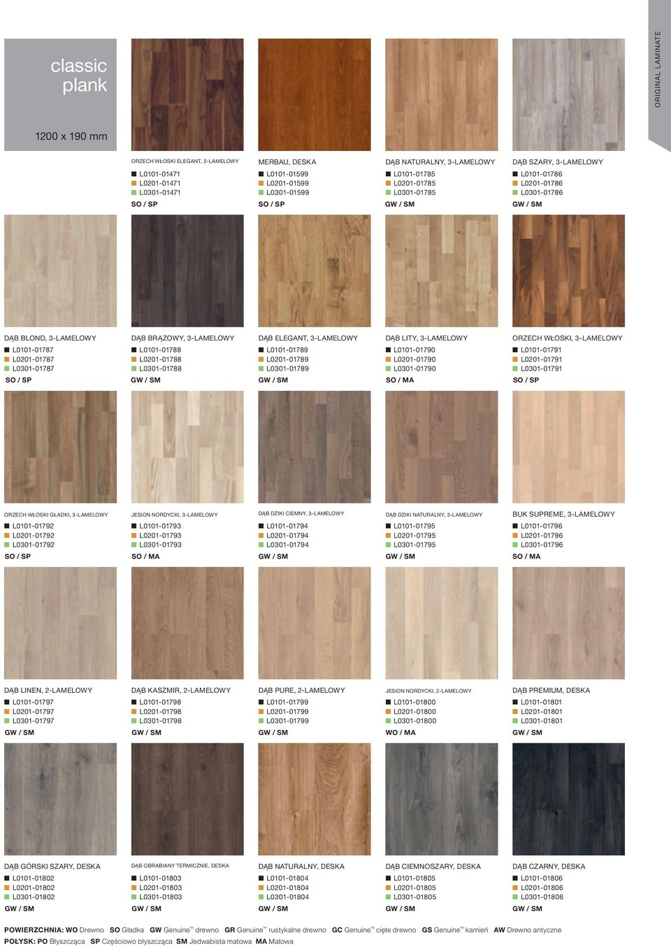 L0201-01788 L0301-01788 L0101-01789 L0201-01789 L0301-01789 SO / SP DĄB ELEGANT, 3-LAMELOWY DĄB LITY, 3-LAMELOWY L0101-01790 L0201-01790 L0301-01790 SO / MA ORZECH WŁOSKI, 3-LAMELOWY L0101-01791