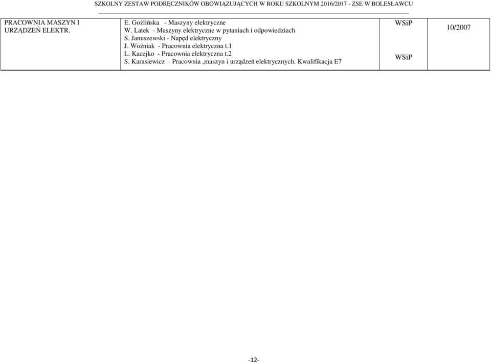 Januszewski - Napęd elektryczny J. Woźniak - Pracownia elektryczna t.1 L.