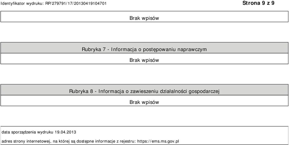 data sporządzenia wydruku 19.04.