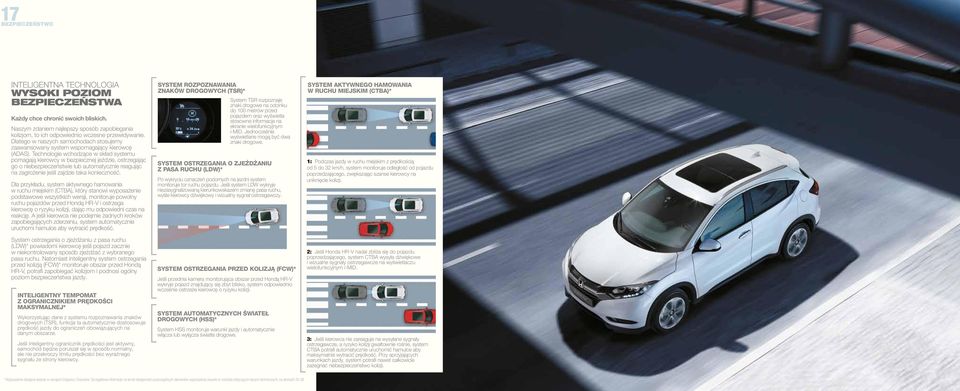 Technologie wchodzące w skład systemu pomagają kierowcy w bezpiecznej jeździe, ostrzegając go o niebezpieczeństwie lub automatycznie reagując na zagrożenie jeśli zajdzie taka konieczność.