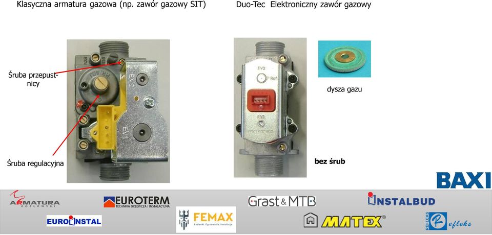 Elektroniczny zawór gazowy Śruba