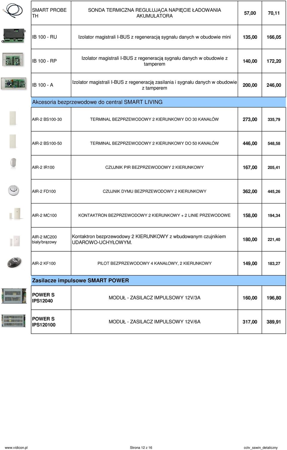 246,00 Akcesoria bezprzewodowe do central SMART LIVING AIR-2 BS100-30 TERMINAL BEZPRZEWODOWY 2 KIERUNKOWY DO 30 KANAŁÓW 273,00 335,79 AIR-2 BS100-50 TERMINAL BEZPRZEWODOWY 2 KIERUNKOWY DO 50 KANAŁÓW