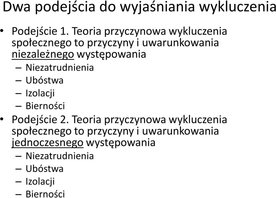 występowania Niezatrudnienia Ubóstwa Izolacji Bierności Podejście 2.