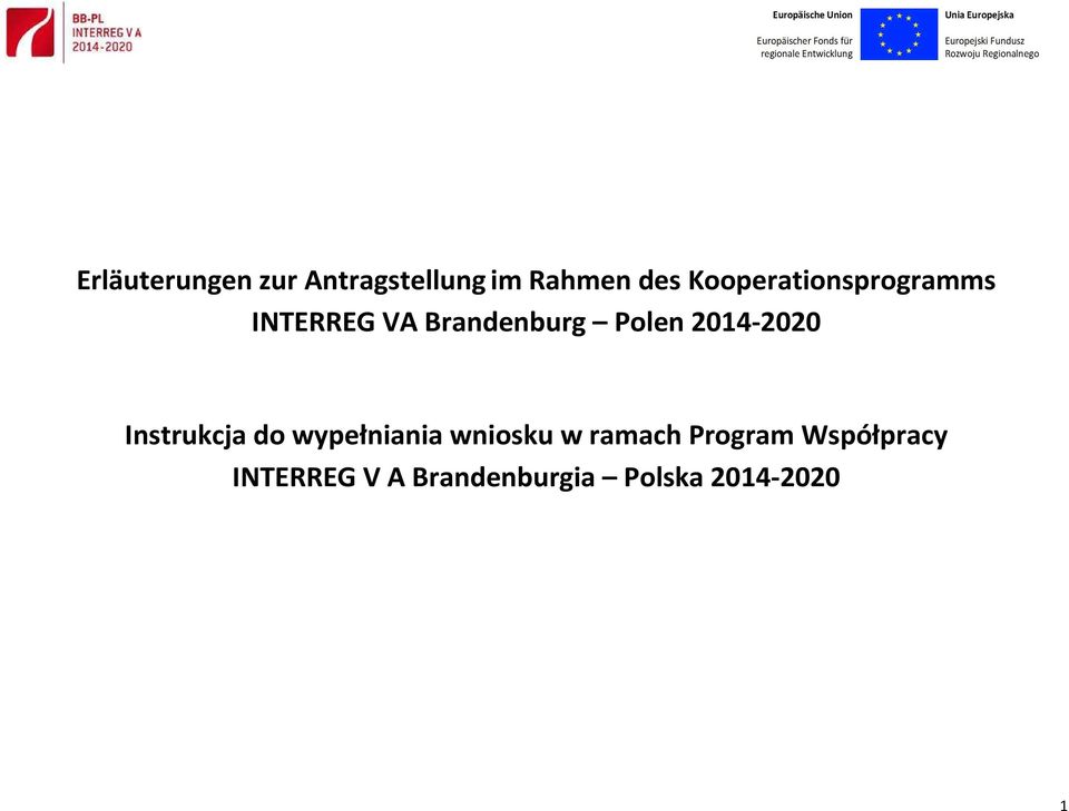 2014-2020 Instrukcja do wypełniania wniosku w ramach