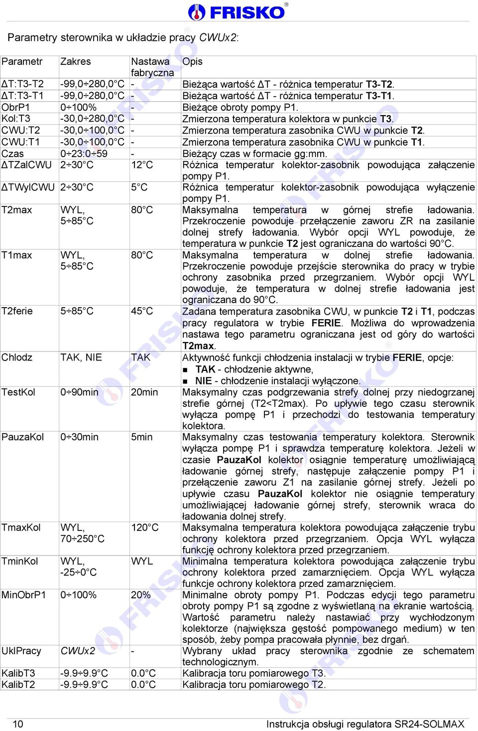 CWU: -30,0 100,0 C - Zmierzona temperatura zasobnika CWU w punkcie. CWU:T1-30,0 100,0 C - Zmierzona temperatura zasobnika CWU w punkcie T1. Czas 0 23:0 59 - Bieżący czas w formacie gg:mm.