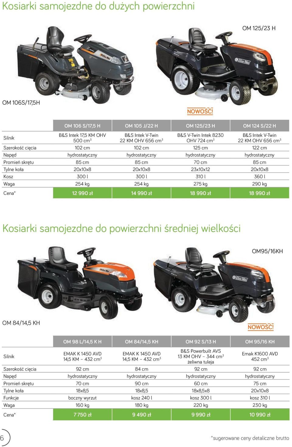 3 Szerokość cięcia 102 cm 102 cm 125 cm 122 cm Napęd hydrostatyczny hydrostatyczny hydrostatyczny hydrostatyczny Promień skrętu 85 cm 85 cm 70 cm 85 cm Tylne koła 20x10x8 20x10x8 23x10x12 20x10x8