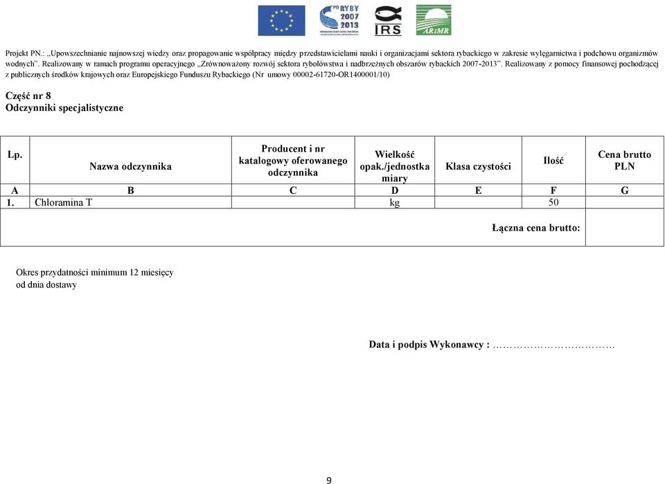 katalogowy oferowanego odczynnika