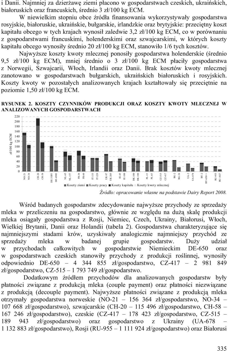 wynosi zaledwie 3,2 z /100 kg ECM, co w porównaniu z gospodarstwami francuskimi, holenderskimi oraz szwajcarskimi, w których koszty kapita u obcego wynosi y rednio 20 z /100 kg ECM, stanowi o 1/6