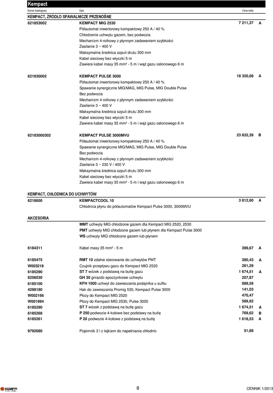 / 40 % Spawanie synergiczne MIG/MAG, MIG Pulse, MIG Double Pulse Bez podwozia Mechanizm 4-rolkowy z płynnym zadawaniem szybkości Maksymalna średnica szpuli drutu 300 mm Zawiera kabel masy 35 mm² - 5