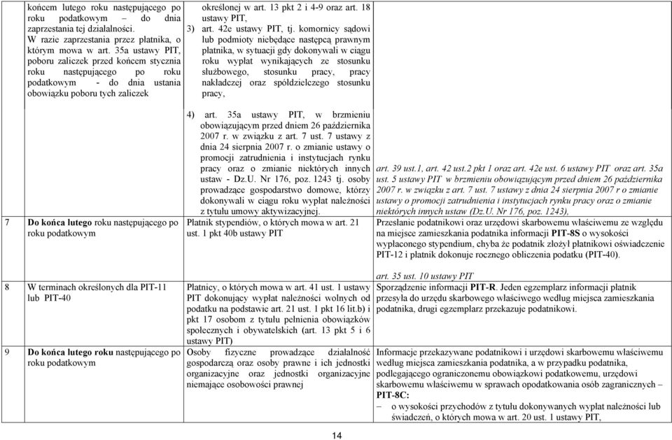 18 ustawy PIT, 3) art. 42e ustawy PIT, tj.