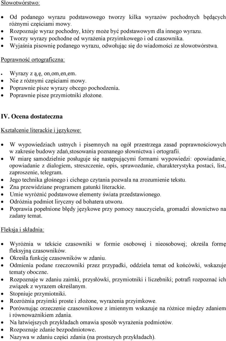 Nie z różnymi częściami mowy. Poprawnie pisze wyrazy obcego pochodzenia. Poprawnie pisze przymiotniki złożone. IV.