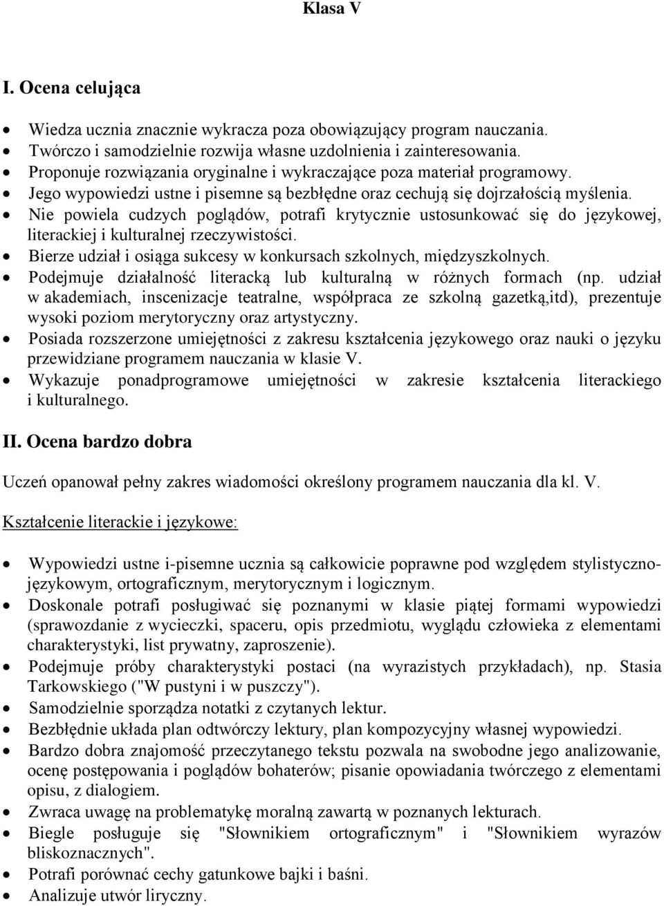 Nie powiela cudzych poglądów, potrafi krytycznie ustosunkować się do językowej, literackiej i kulturalnej rzeczywistości. Bierze udział i osiąga sukcesy w konkursach szkolnych, międzyszkolnych.