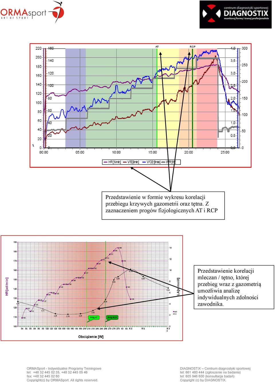 Z zaznaczeniem progów fizjologicznych AT i RCP Przedstawienie