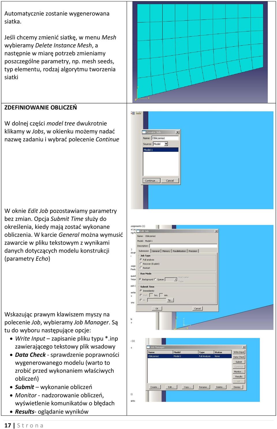 Continue W oknie Edit Job pozostawiamy parametry bez zmian. Opcja Submit Time służy do określenia, kiedy mają zostać wykonane obliczenia.