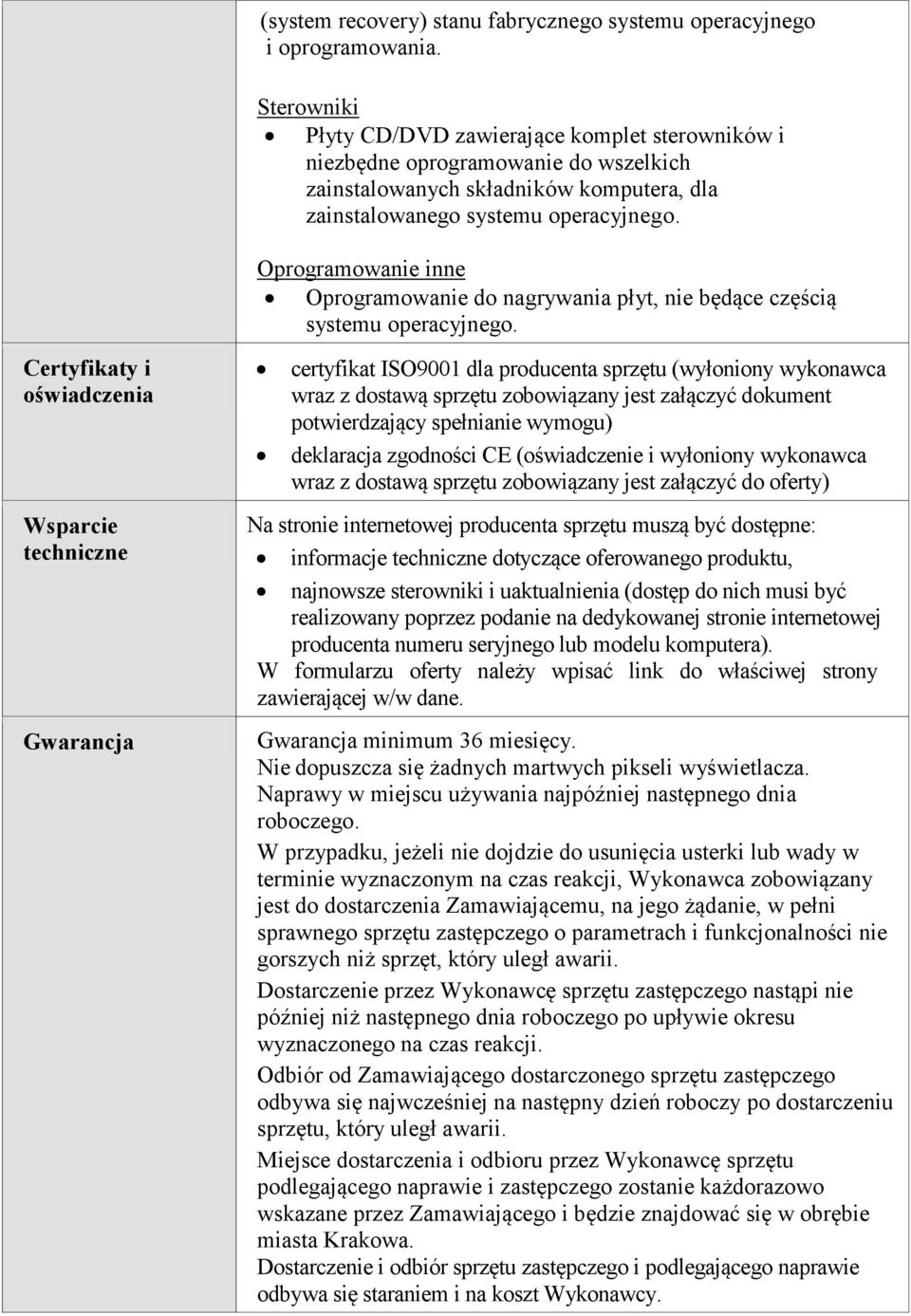 Certyfikaty i oświadczenia Wsparcie techniczne Gwarancja Oprogramowanie inne Oprogramowanie do nagrywania płyt, nie będące częścią systemu operacyjnego.