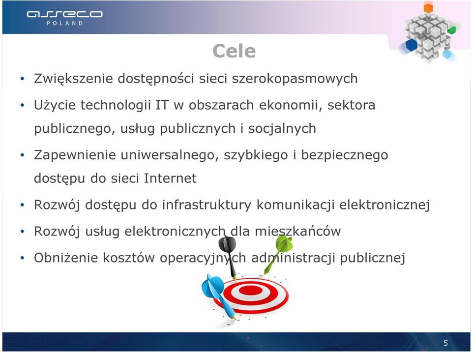 bezpiecznego dostępu do sieci Internet Rozwój dostępu do infrastruktury komunikacji