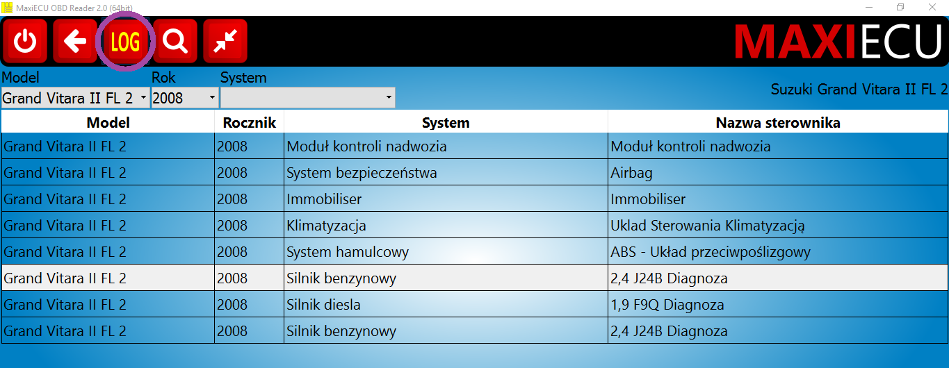 6. Rejestrowanie i zgłaszanie błędów Jeżeli podczas korzystania z oprogramowania napotykacie Państwo nieprzemijający brak komunikacji z sterownikami samochodu lub inny problem, należy skontaktować