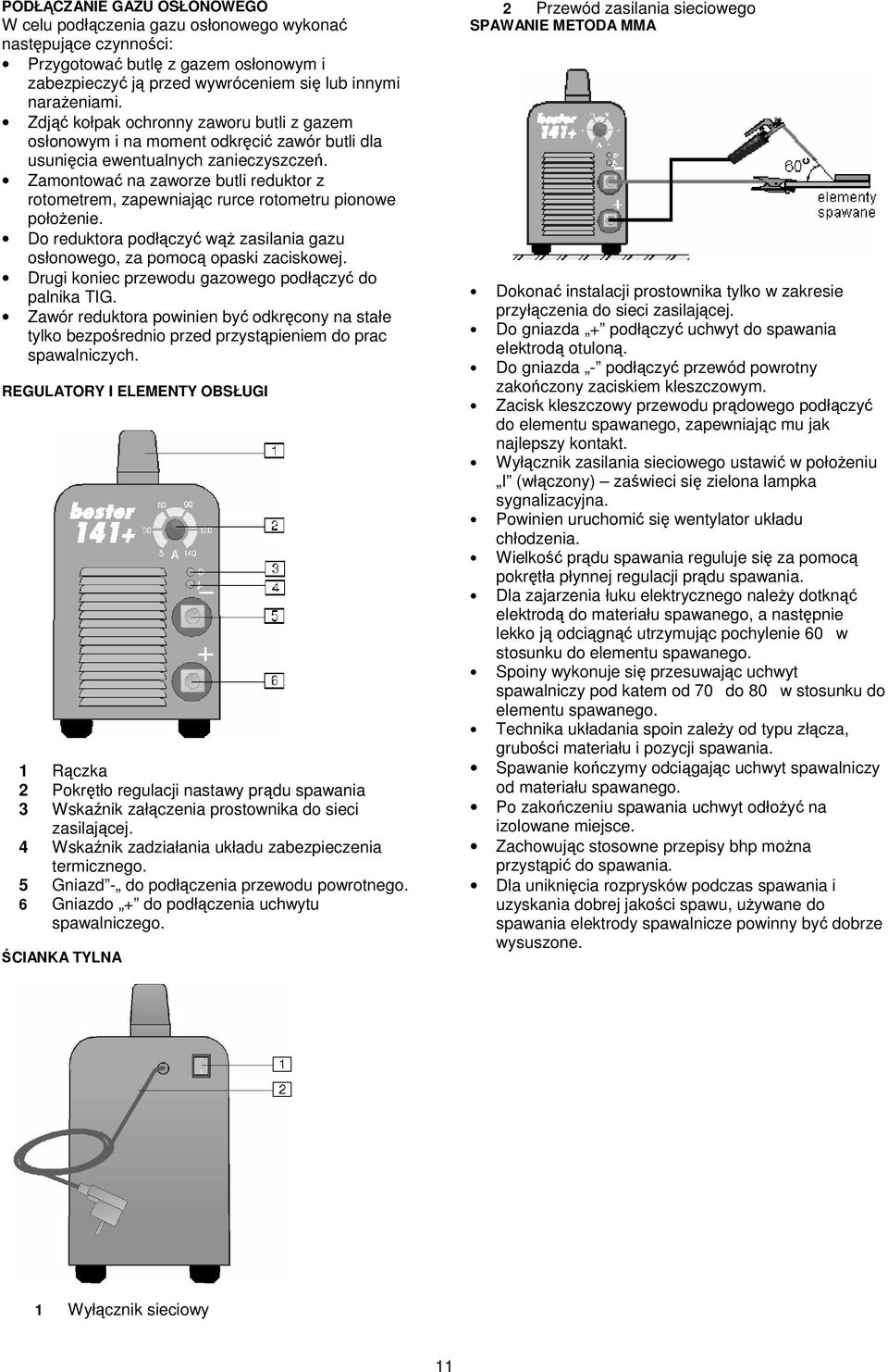 Zamontowa na zaworze butli reduktor z rotometrem, zapewniajc rurce rotometru pionowe połoenie. Do reduktora podłczy w zasilania gazu osłonowego, za pomoc opaski zaciskowej.