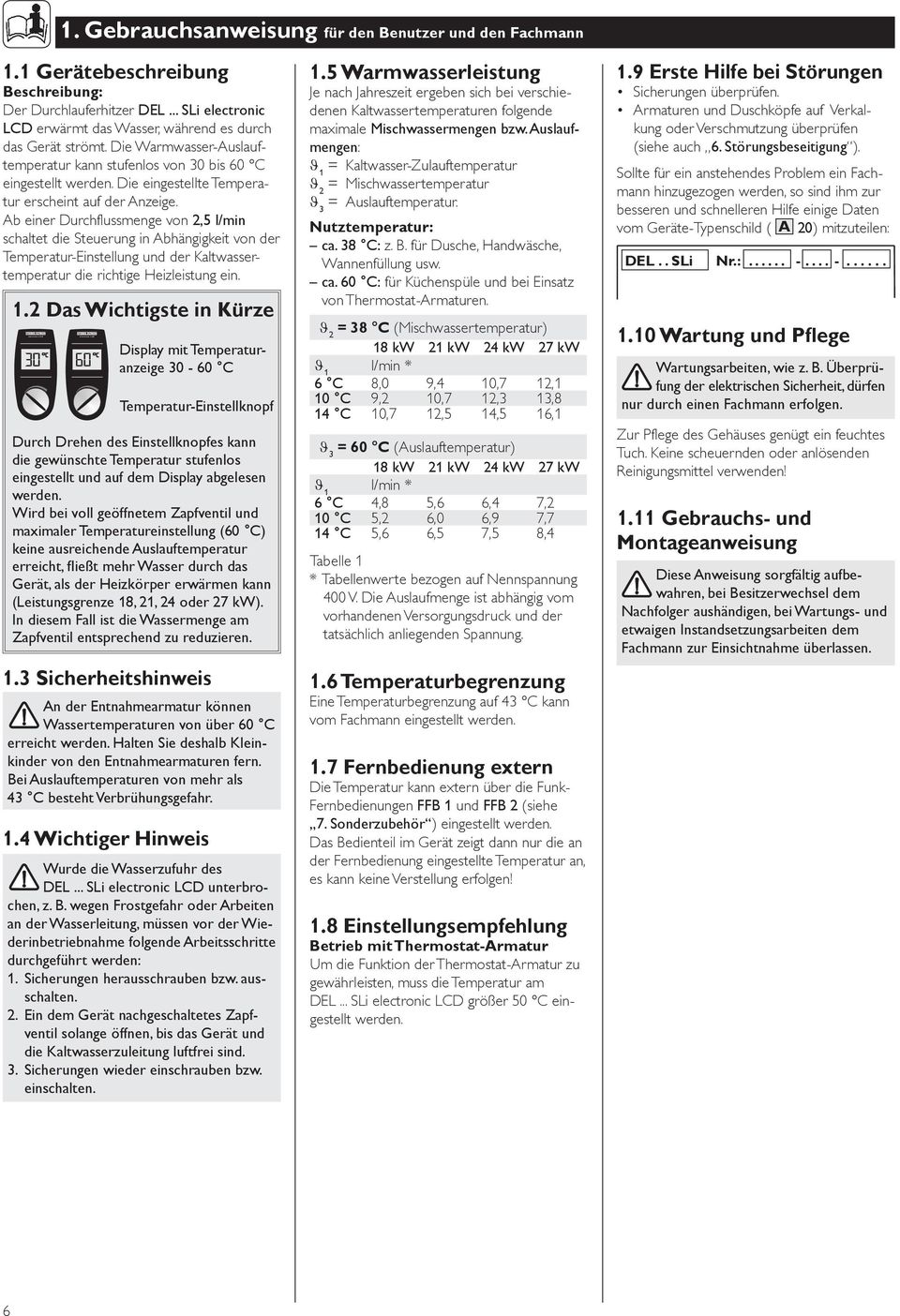 Die eingestellte Temperatur erscheint auf der Anzeige.