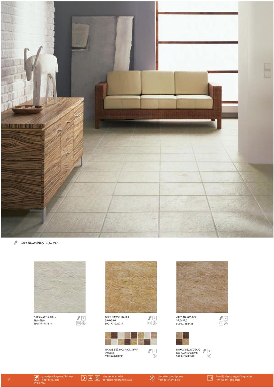 9,8x9,8 59097820518 8 płytki podłogowe / format klasa ścieralności płytki mrozoodporne floor tiles / size 5